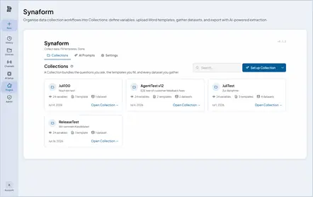 Plugin view showing Synaform collections