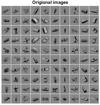 NORB数据集前100幅图像——原图