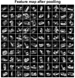NORB数据集前100幅图像——池化后的特征图