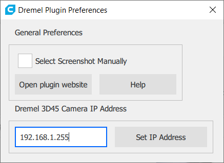 Dremel Set IP address in Preferences