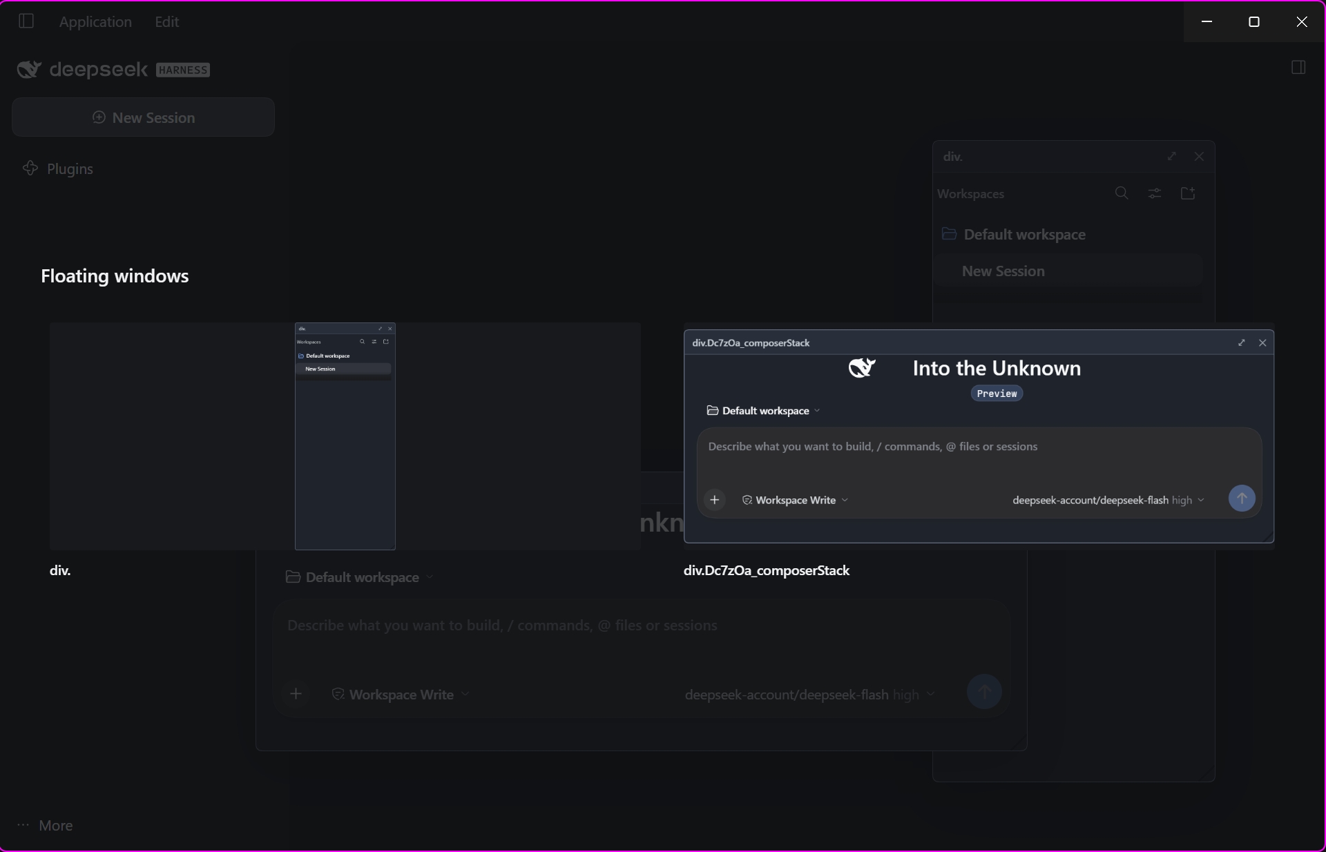 English dark theme: window manager previews of two panels