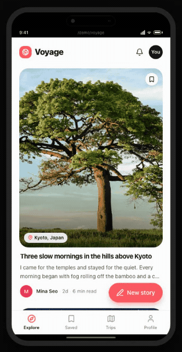 Sheet transition opening a compose screen above a mobile web app