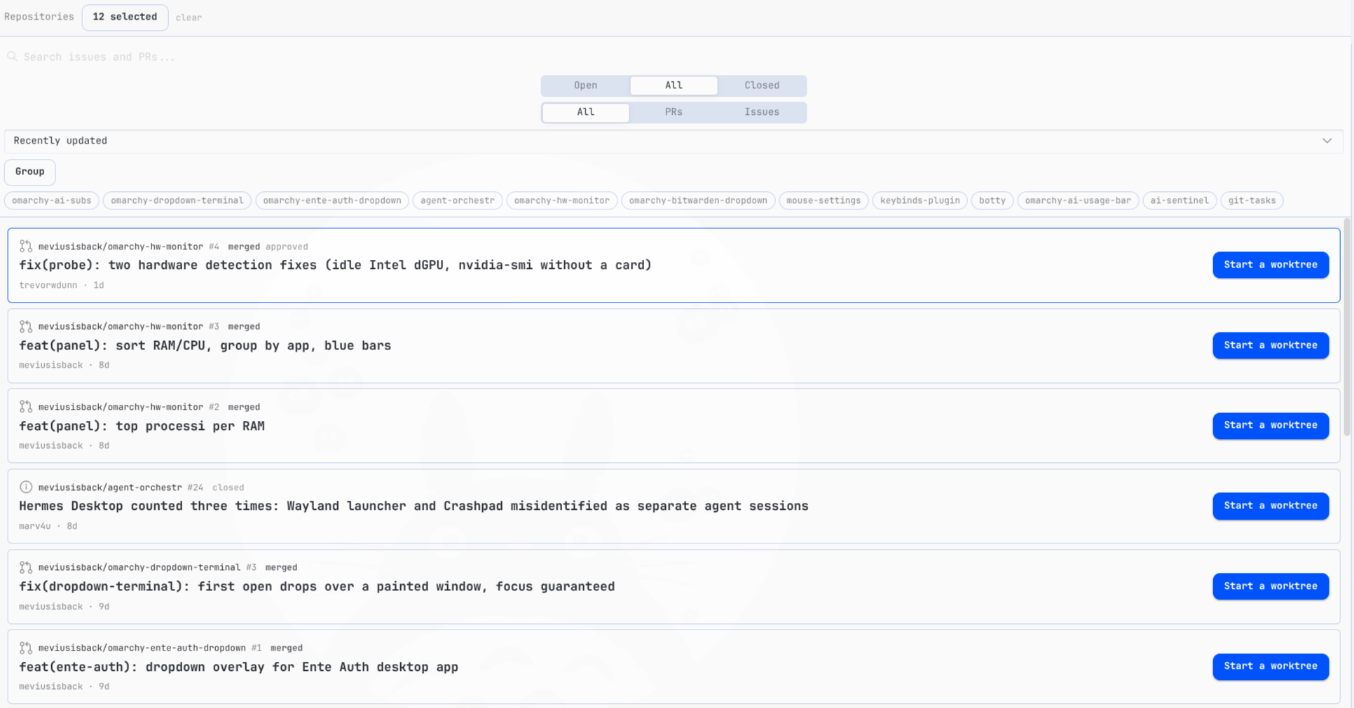 Tasks view