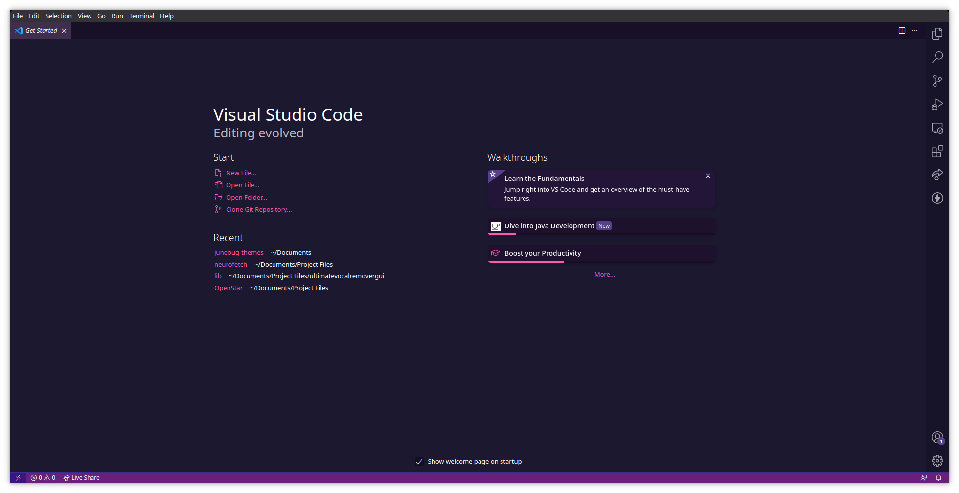 Visual Studio Code - Main Screen