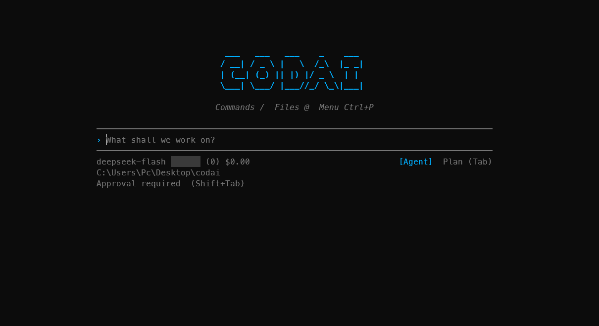 Codai working in a terminal
