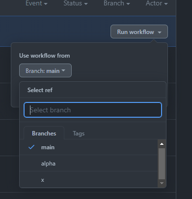 Run workflow button