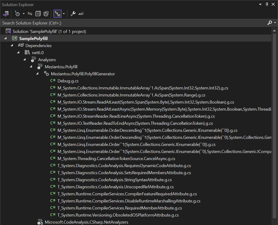 Generated files in the Visual Studio's Solution Explorer