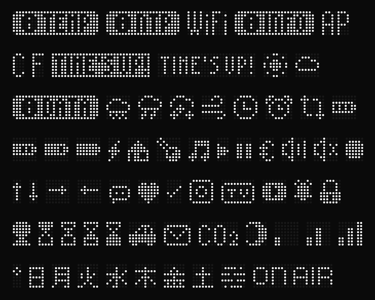 ESPTimeCast mfactoryfont.h Icon Set Preview