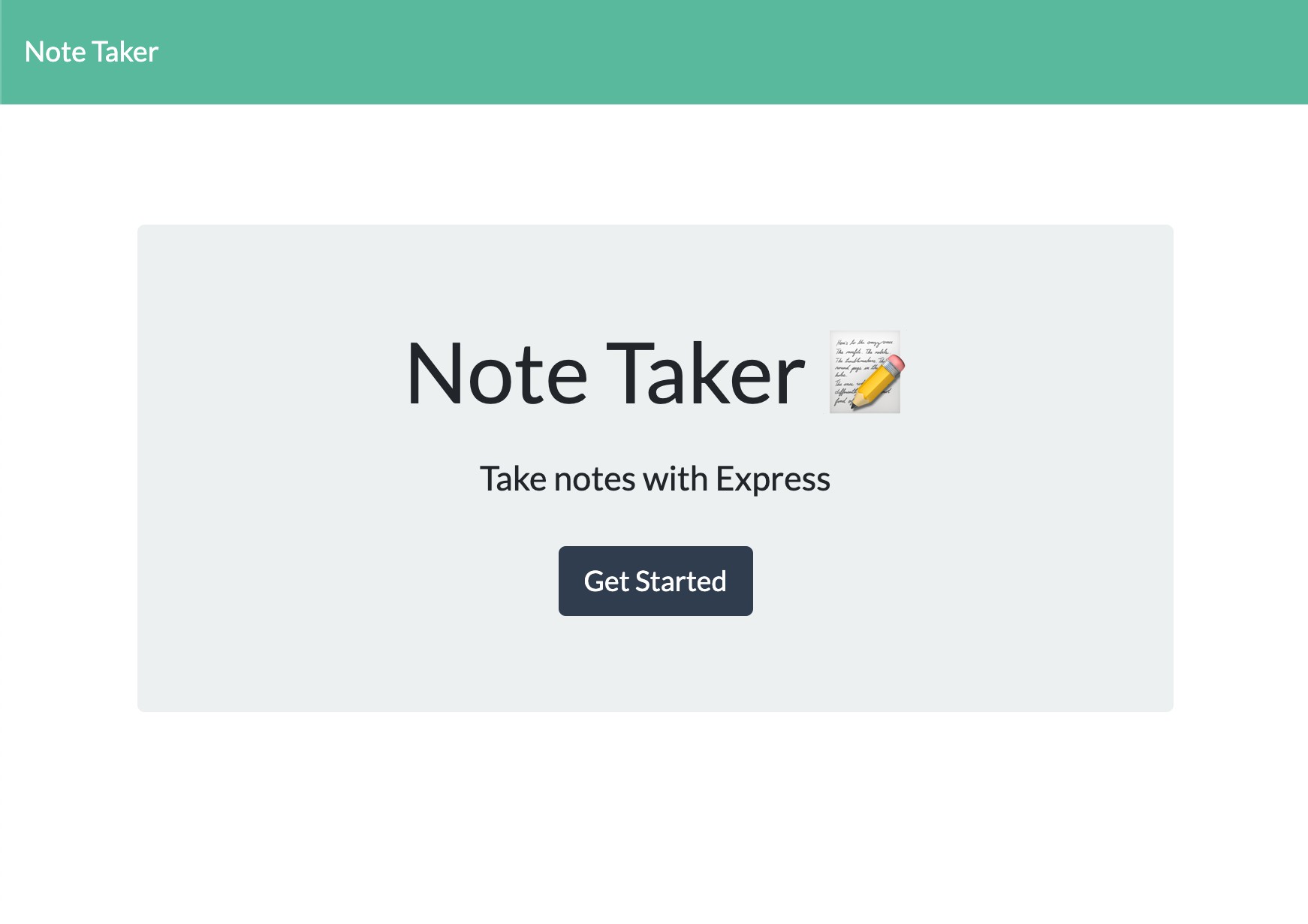 Note Taker landing page