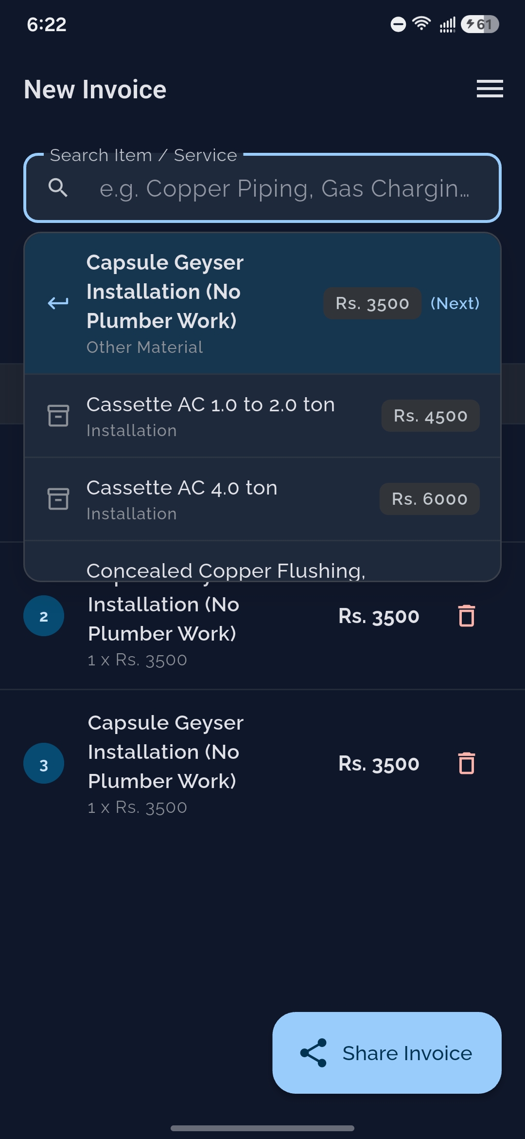 Cool Air Craft - Offline Invoicing App screenshot 2