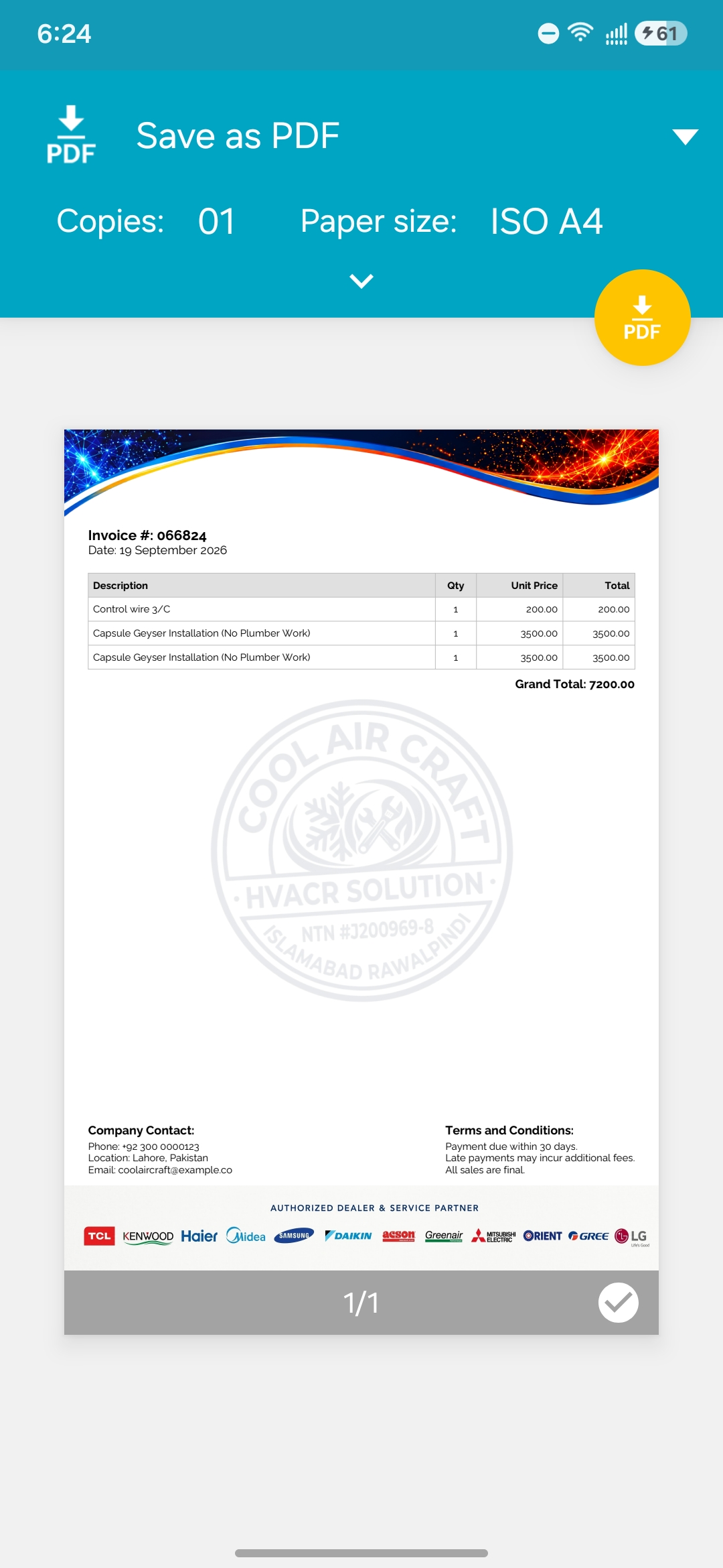 Cool Air Craft - Offline Invoicing App screenshot 9