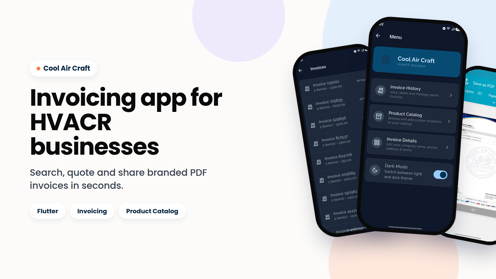 Cool Air Craft - Offline Invoicing App