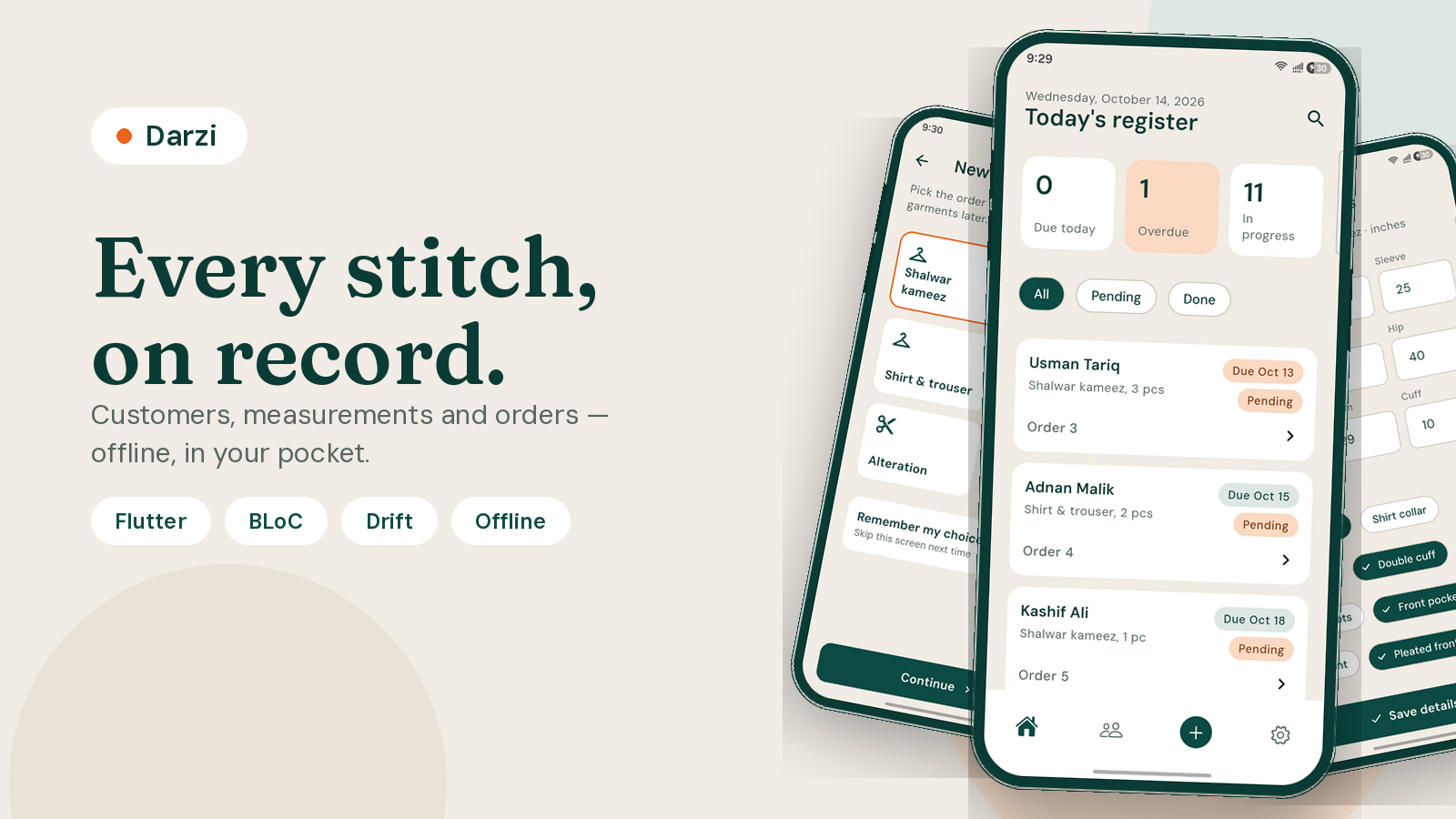 Darzi - Tailor's Register & Order Book