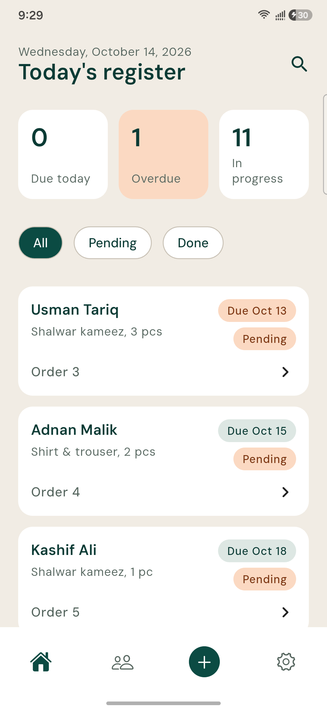Darzi - Tailor's Register & Order Book screenshot 1