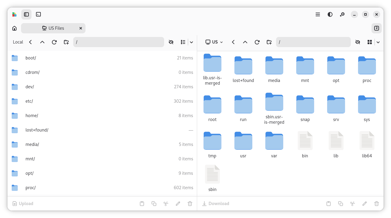 Dual-pane SFTP file manager
