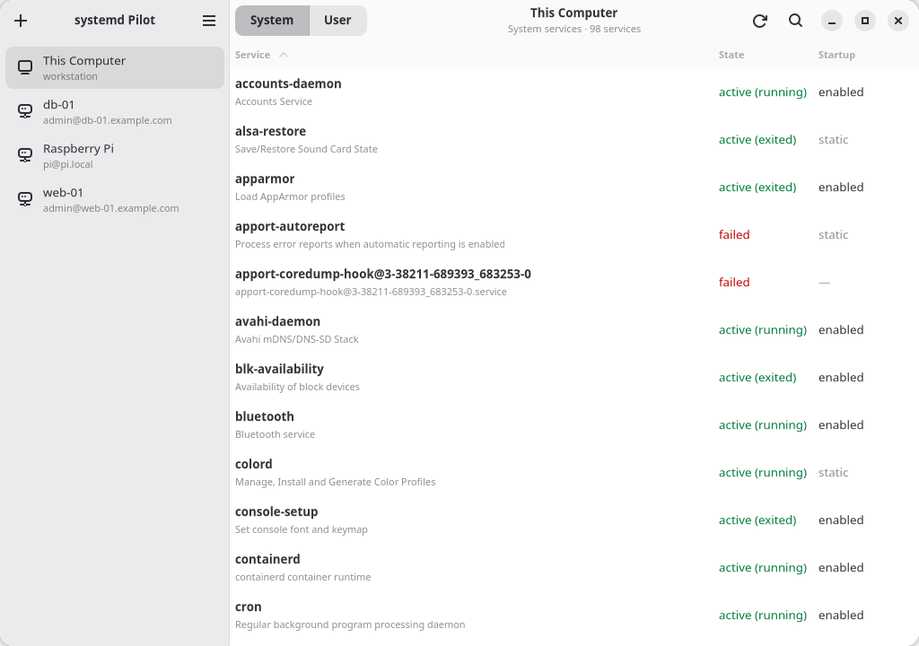 Screenshot of systemd_Pilot
