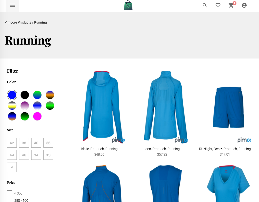 Vue Storefront with Pimcore products