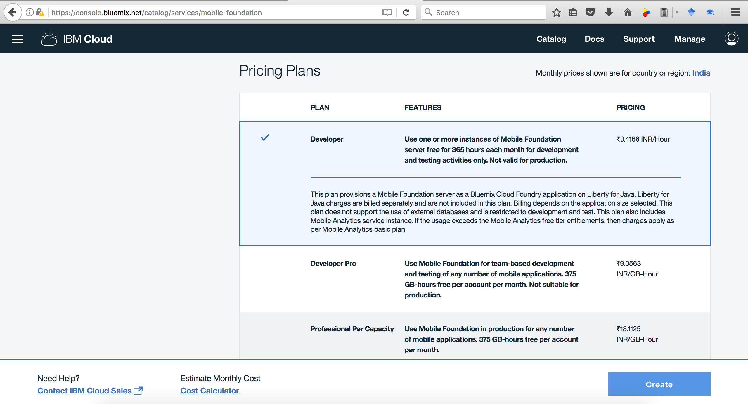 Create IBM Mobile Foundation service