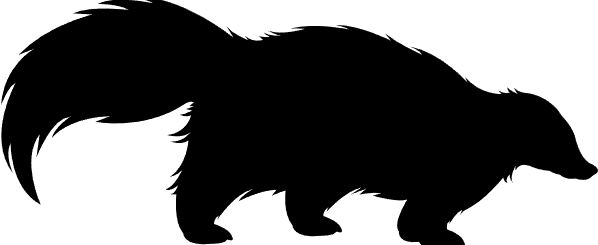 A silhouette of a skunk.