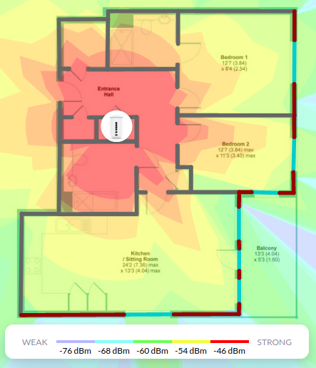 WiFi coverage floor plan