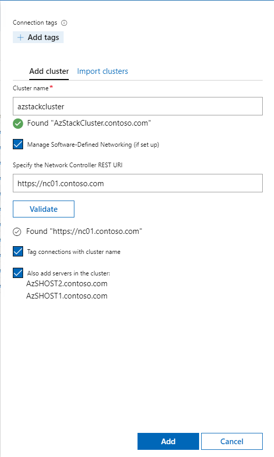 Add Hyper-Converged Cluster Connection