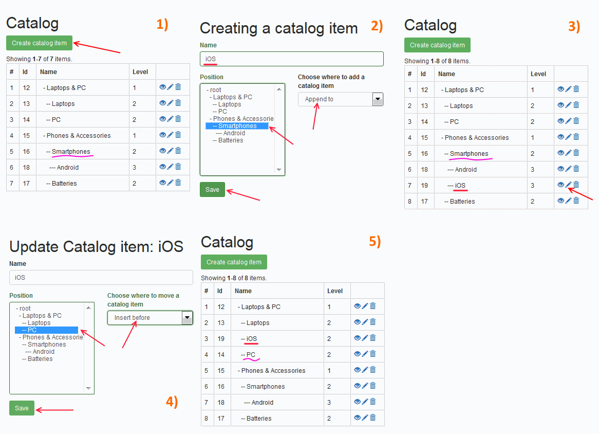 catalog functionality