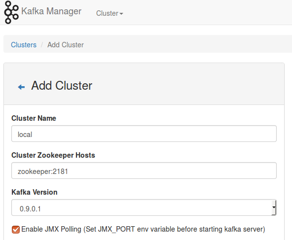 Kafka-Manager-Cluster-Configuration