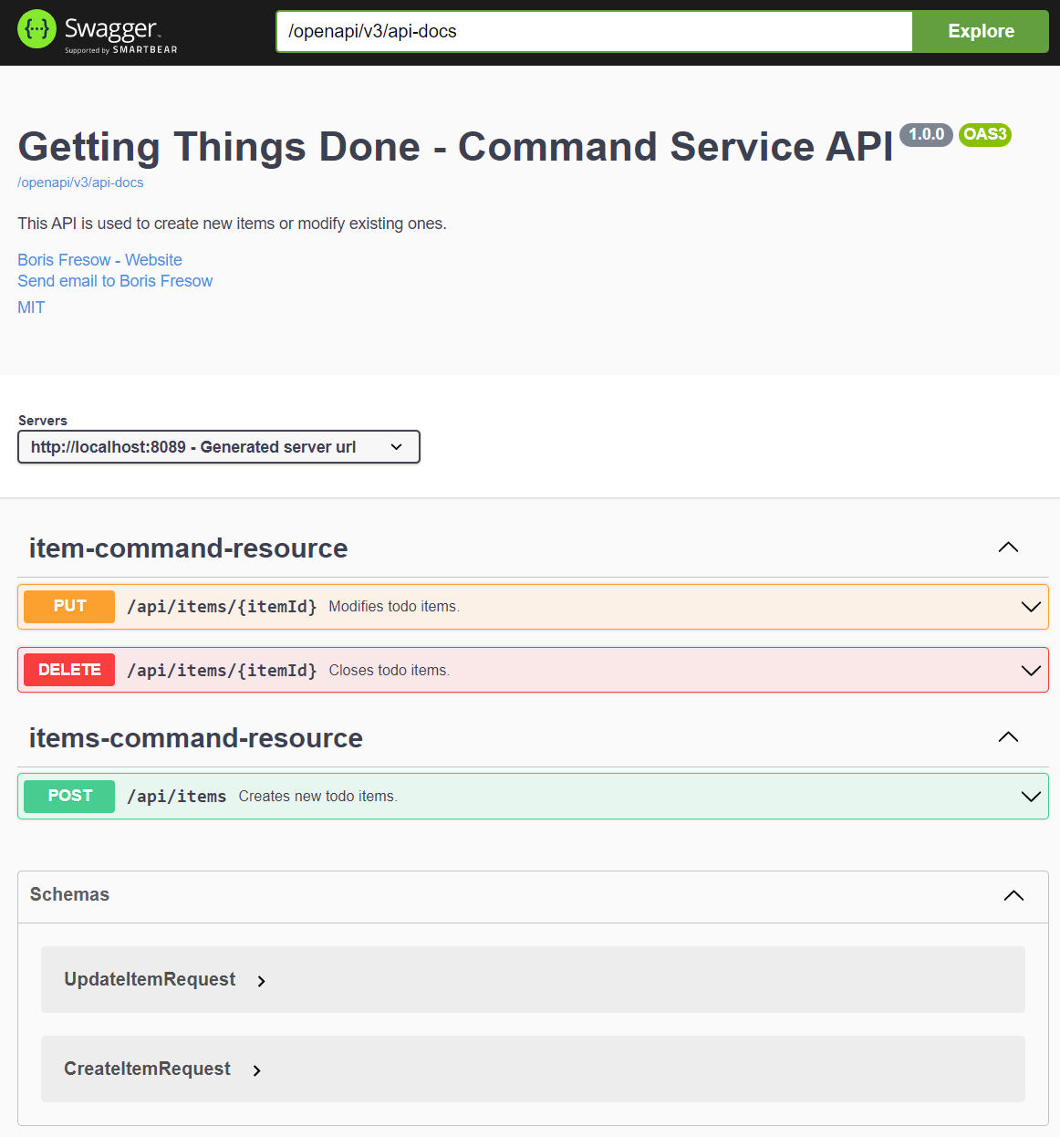 OpenAPI UI for Command Service