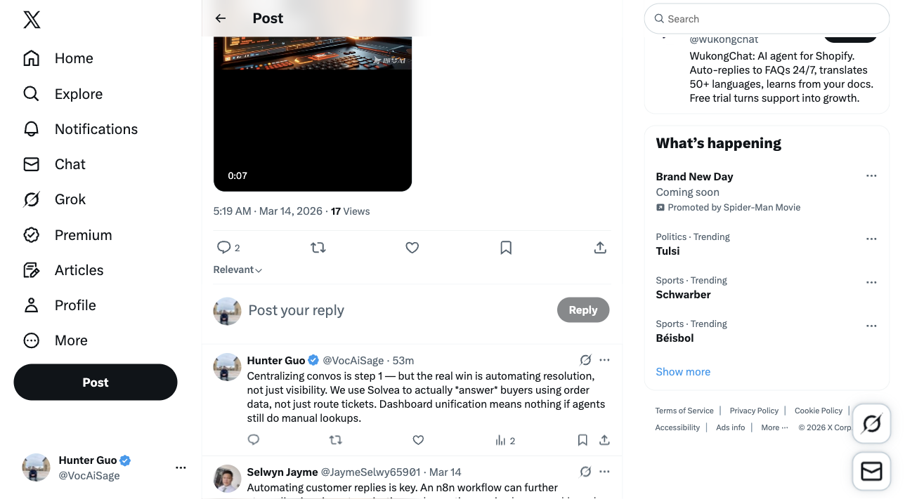 AI-generated reply on X to a competitor's post