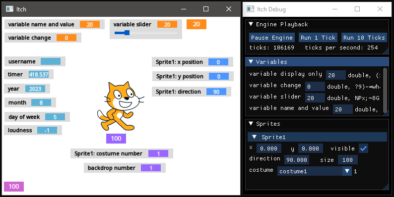 itch with debug window running monitortest.sb3