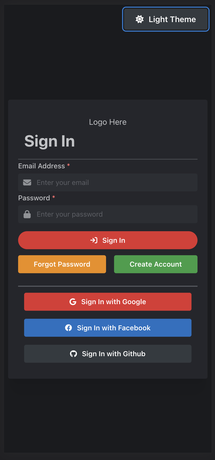 Mobile Login Dark