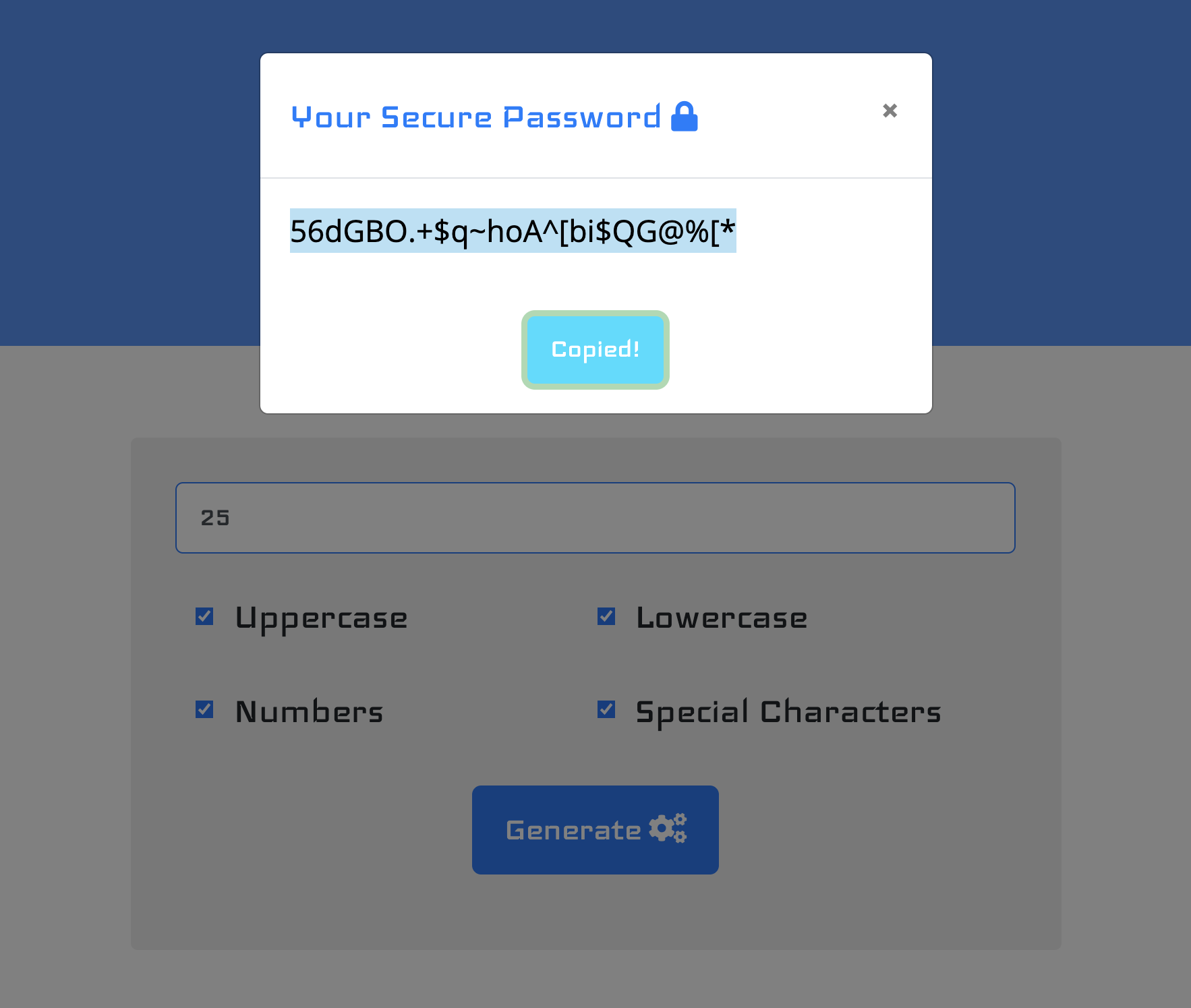 Screenshot of Password Generator