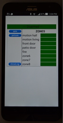 picture of alarm main window on phone