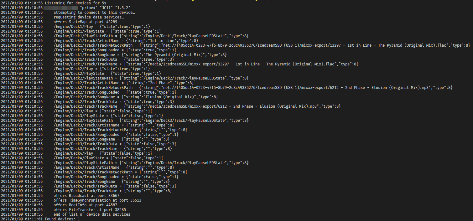 Screenshot of the example CLI