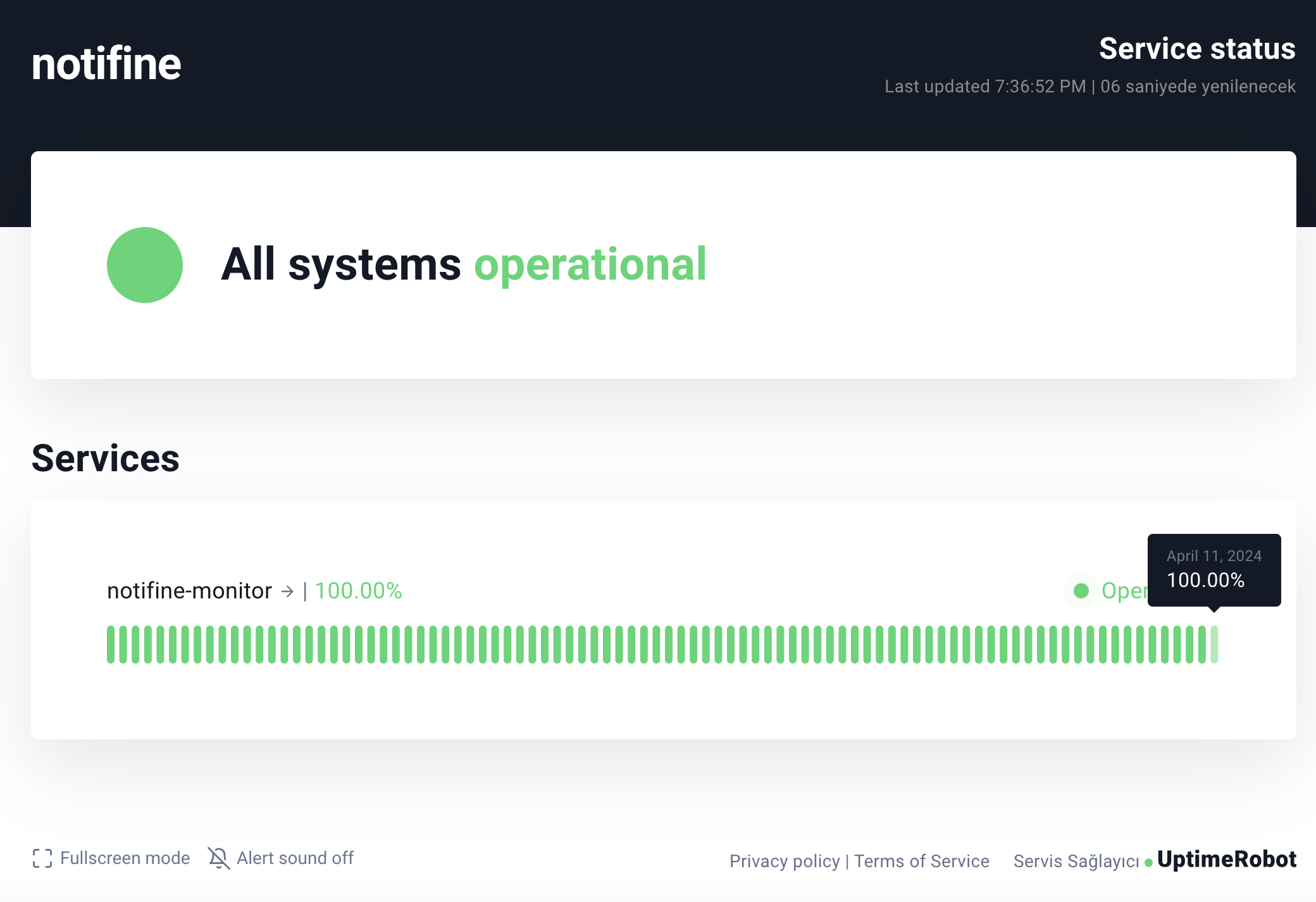 uptime robot screenshot