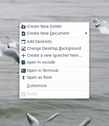 Preview picture of context menu