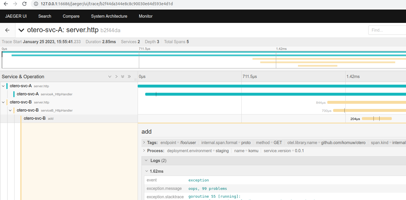 traces integrated with logs