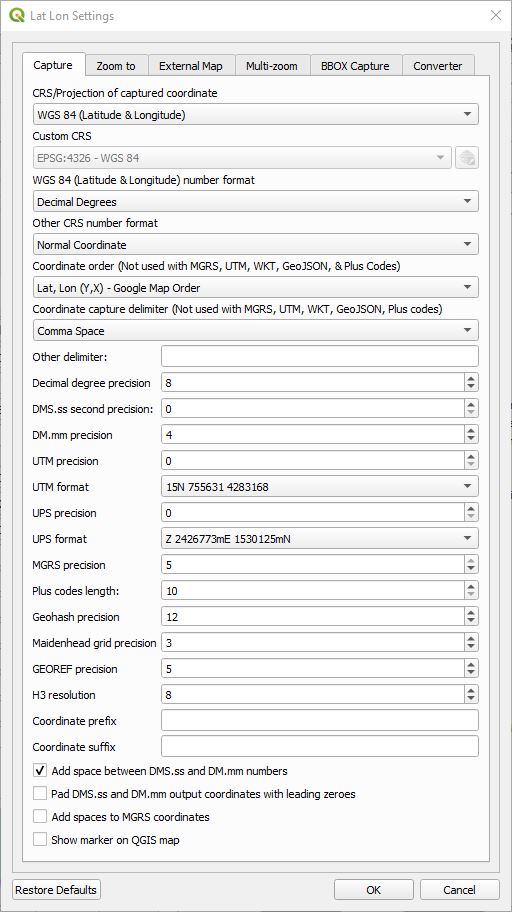 Capture and Display Settings