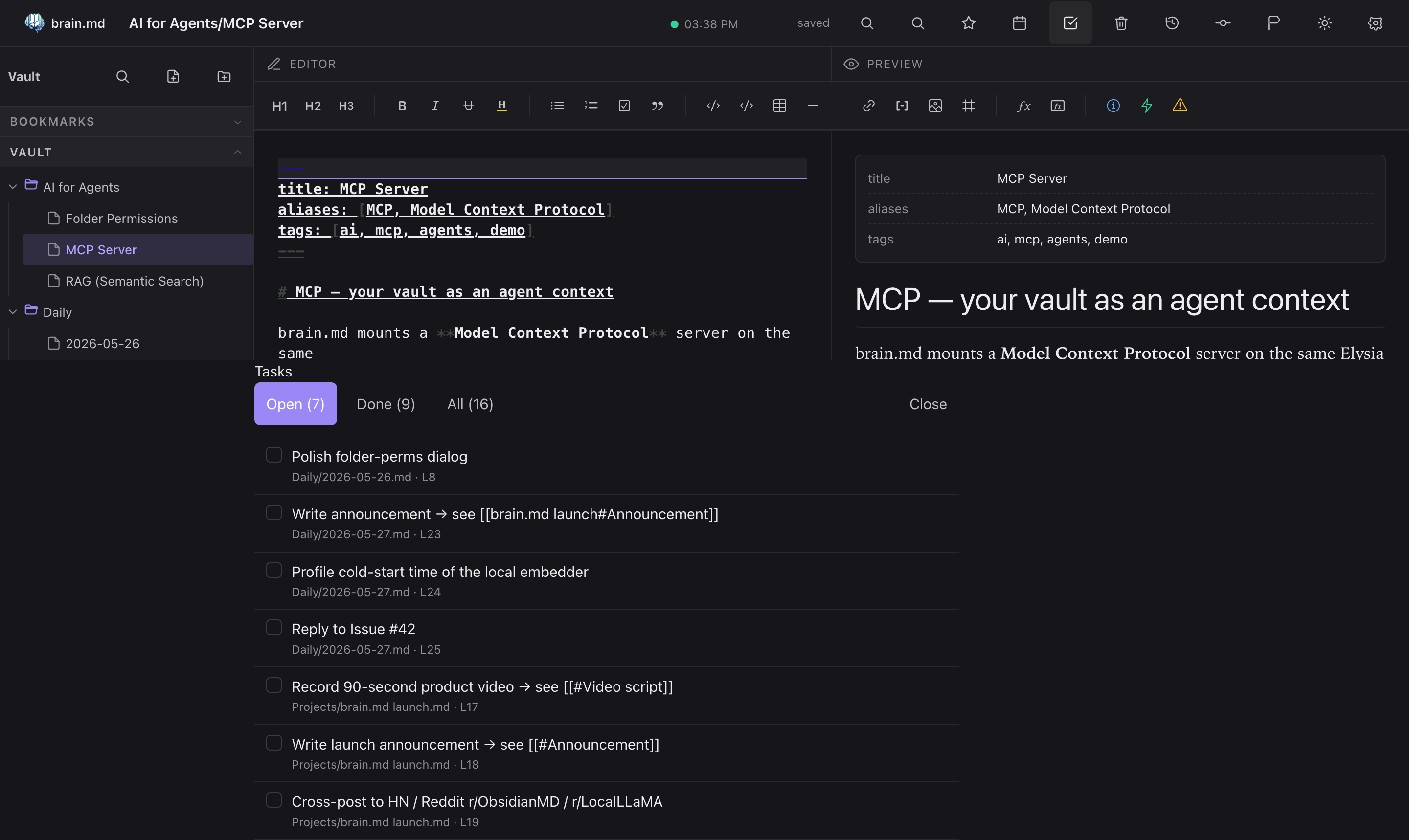 Tasks view