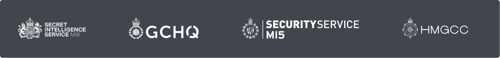 SIS (MI6), GCHQ, MI5 and HMGCC logos