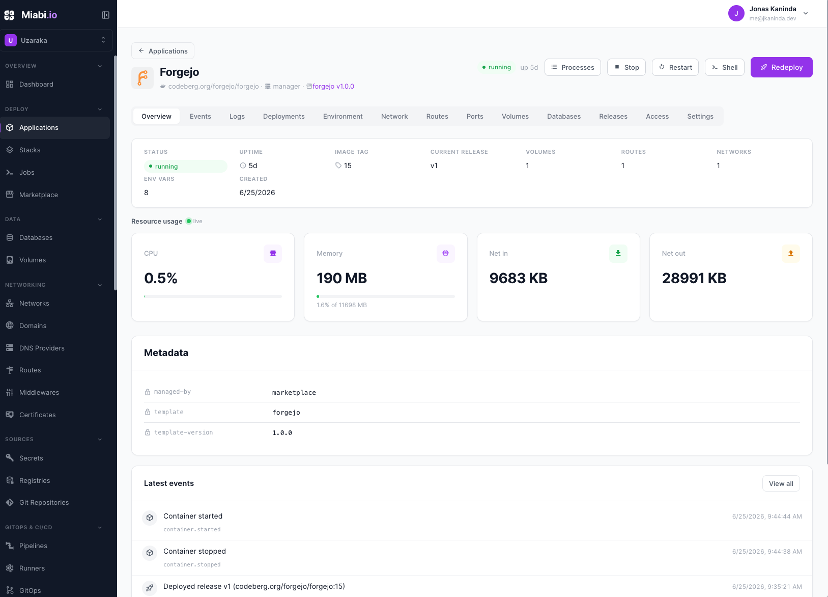Application overview and deployment history