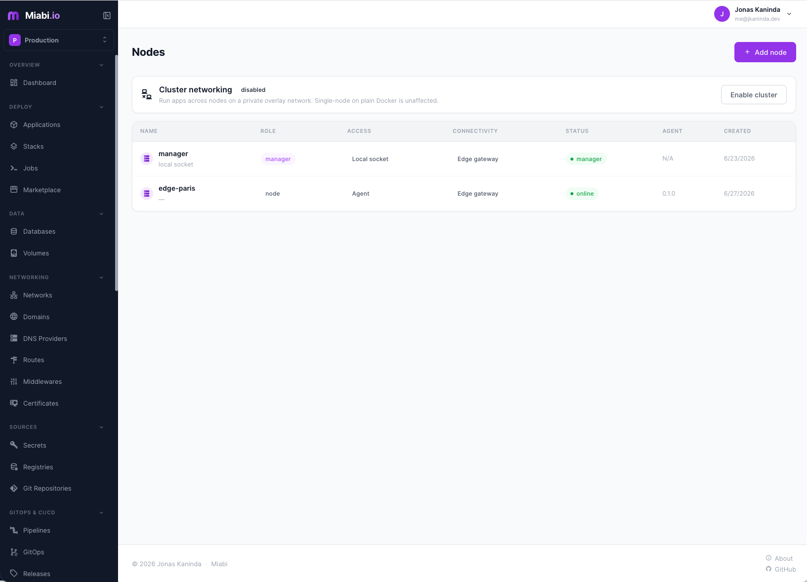 Multi-node and cluster management