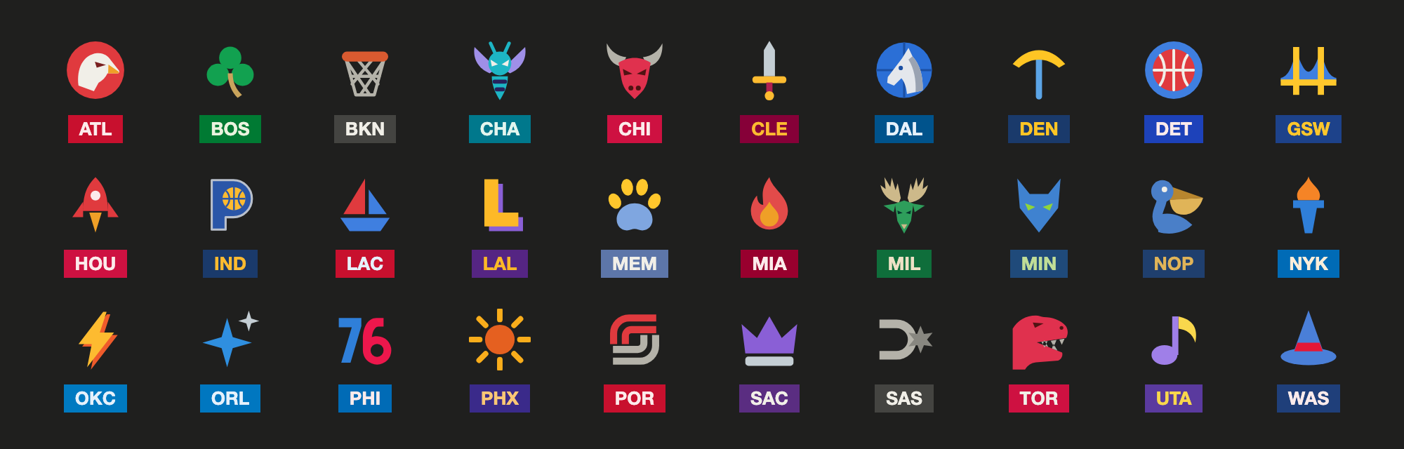 The 30 team totems