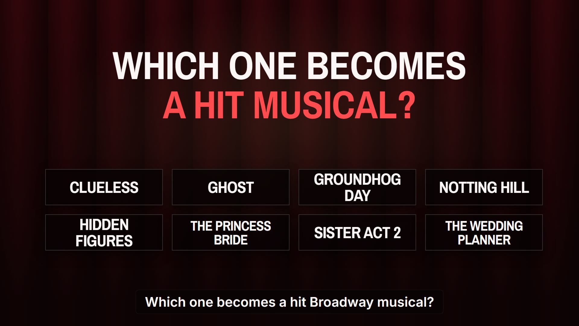Which one becomes a hit musical?