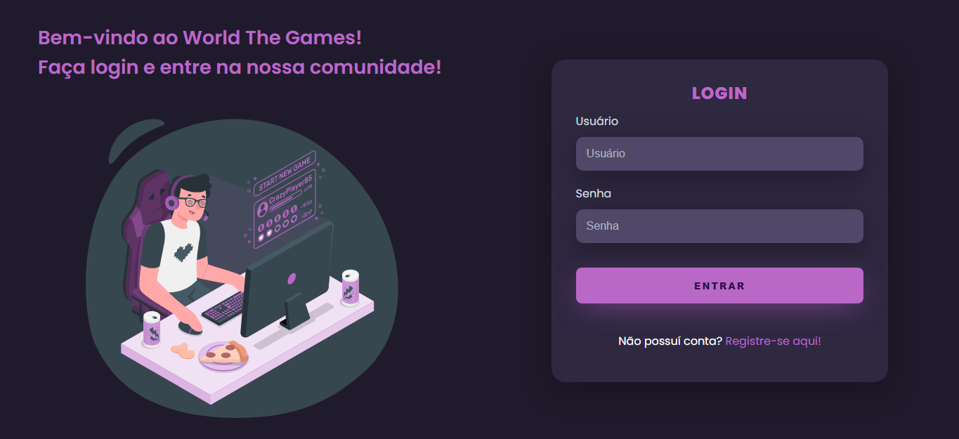 Projeto Login World The Games