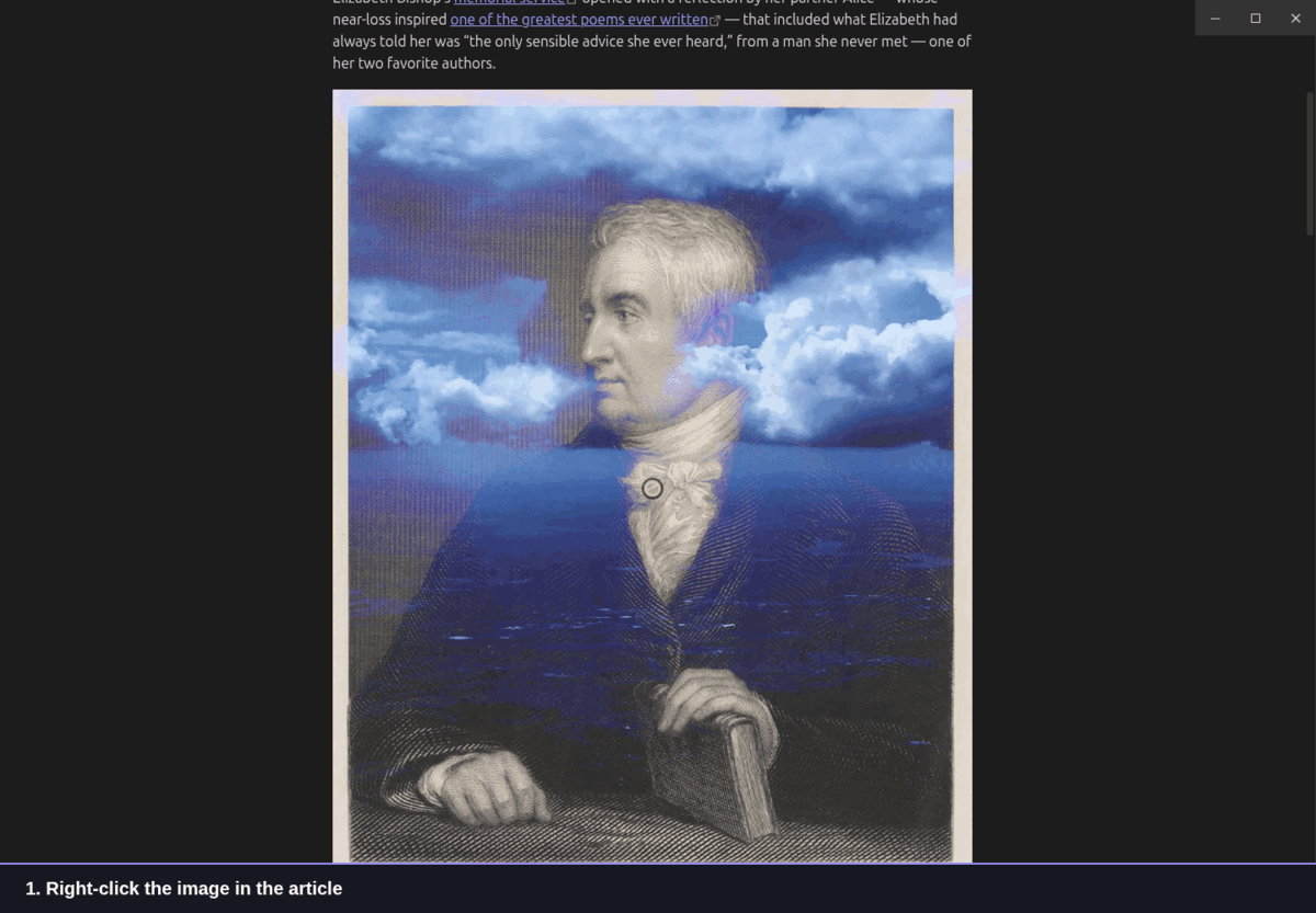 Right-click an image, draw a region, add a title, save, attach to His Eyes Sparkle, and preview the caption