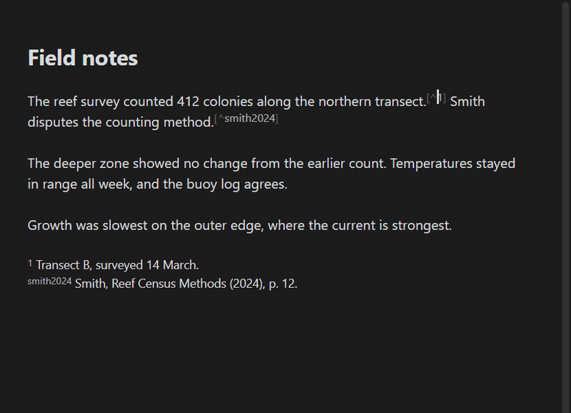 Navigation: on a reference the hotkey opens its definition in the popup; on the definition it jumps back to the reference