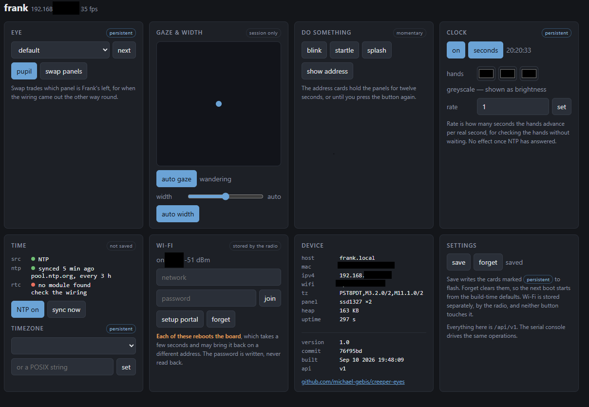The control page