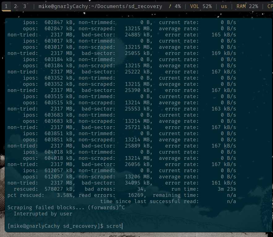 ddrescue output