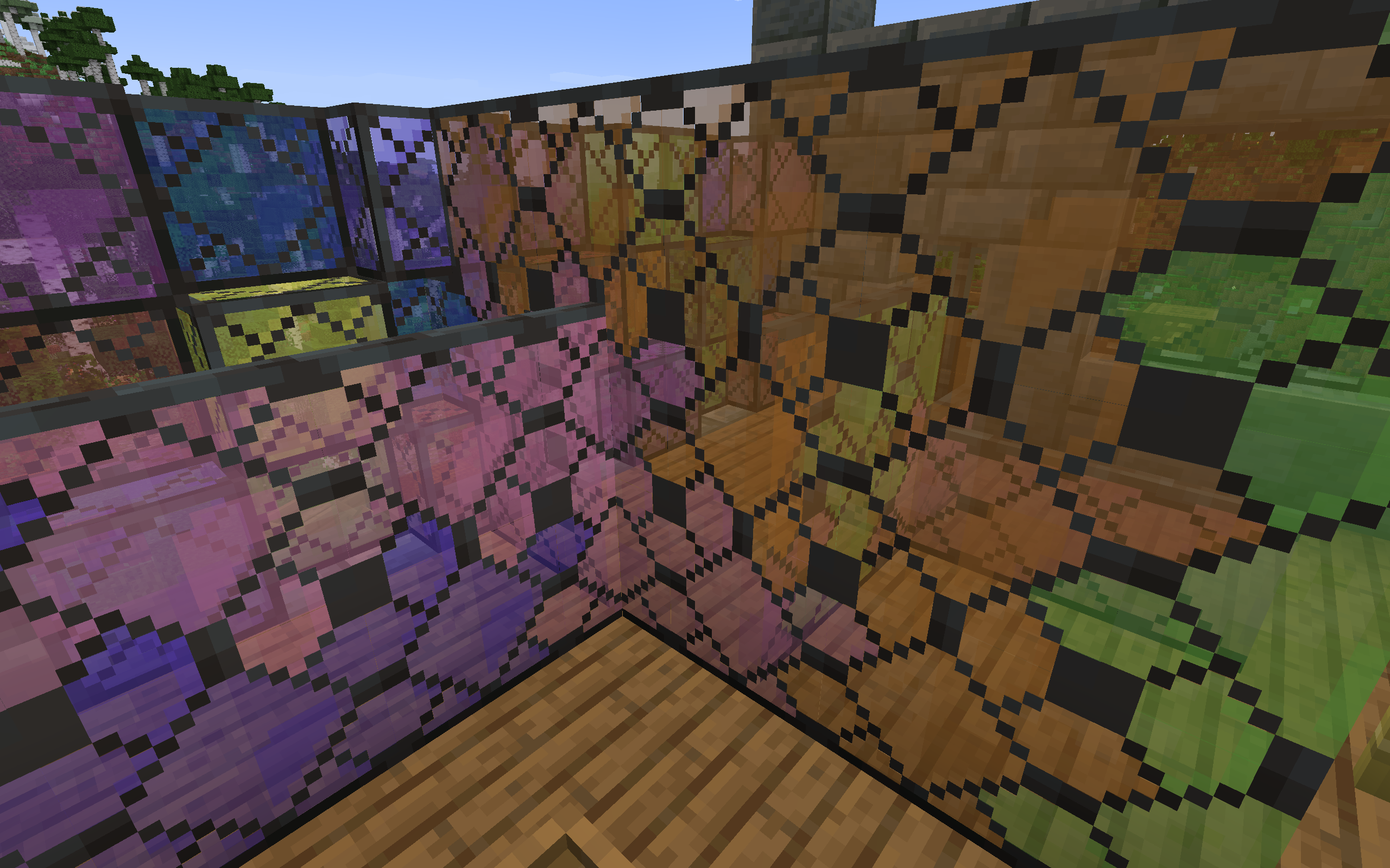 Image: Connected framed glass panes and blocks